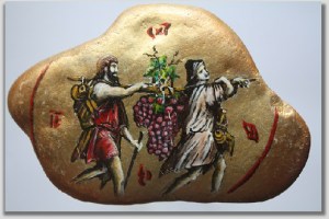 Caleb and Joshua with grapes from the promised land